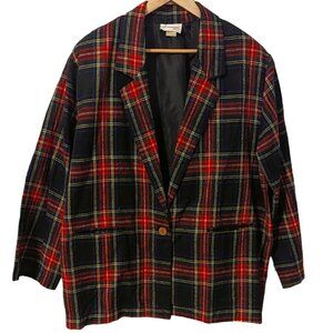 Vintage Plaid Wool Tartan Jacket Blazer Preppy Highland Heritagecore Size 2X